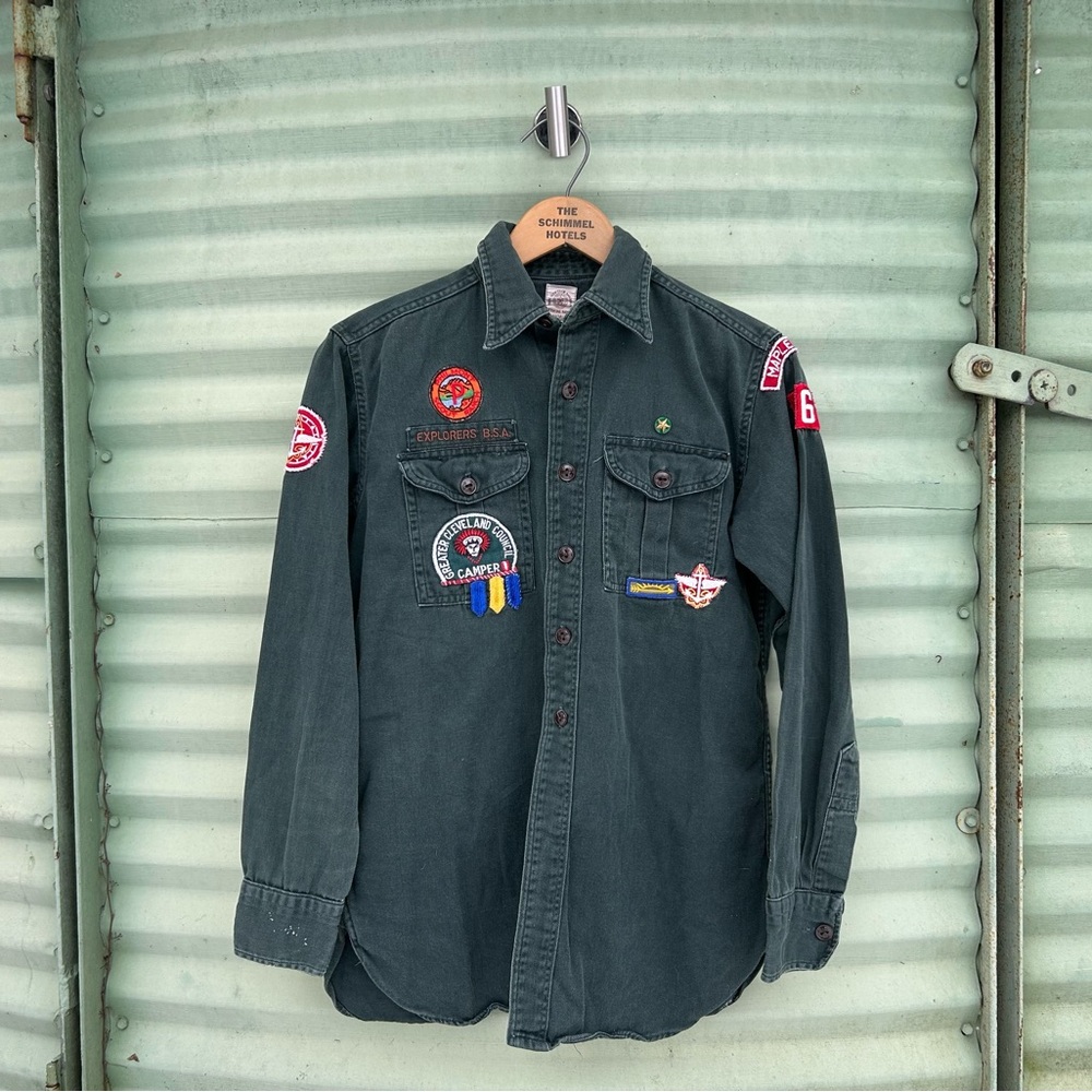 1950’s Vintage Boy-scouts Green Button Up